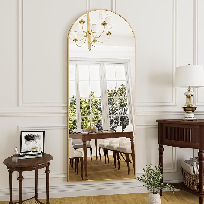Rowjut Full Length Mirror Arched Floor Length Mirrors, Aluminum Frame - Image 3