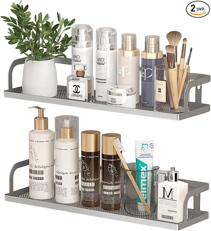 PUSDON 2-Pack 16.5" Extra Long Slim Hollowout Shower Caddy, Wall Mount Spice by PUSDON