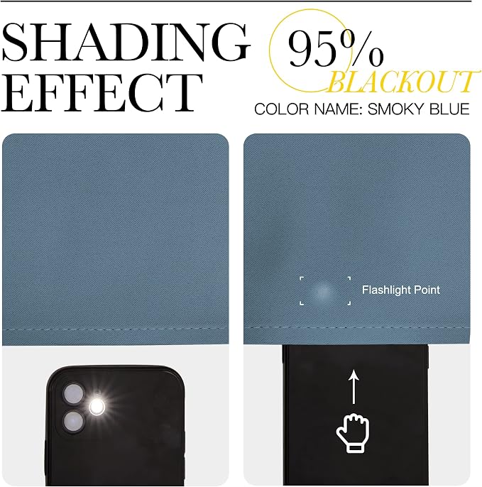 NICETOWN Smoky Blue Blackout Curtains 84 inches Length - Image 4