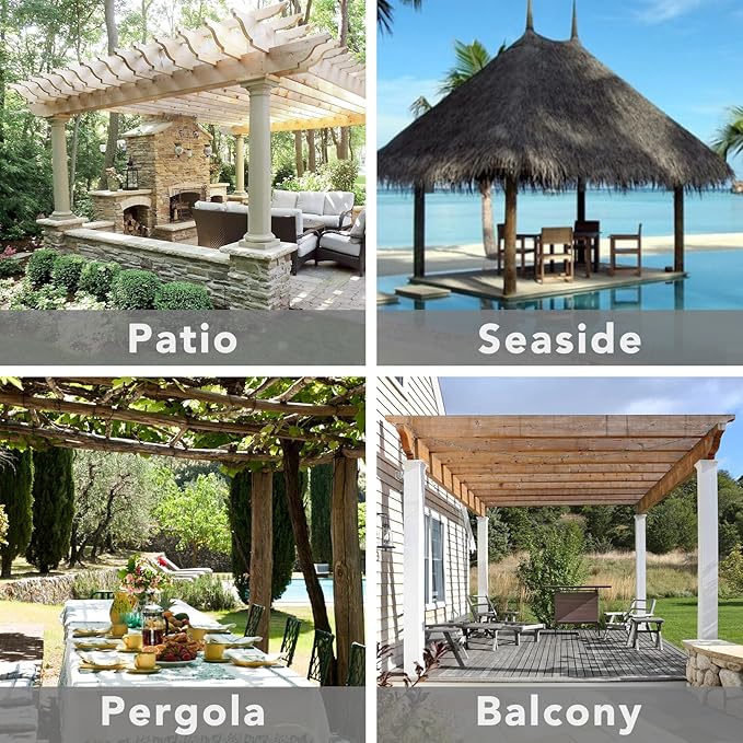 Easy-Going Outdoor Patio Curtains Detachable Tab Top Windproof Weatherproof Curtain for Cabana, Porch, Pergola and Gazebo, Tab Bottom Drape, 2 Panels, 54W x 84L inch, Black
