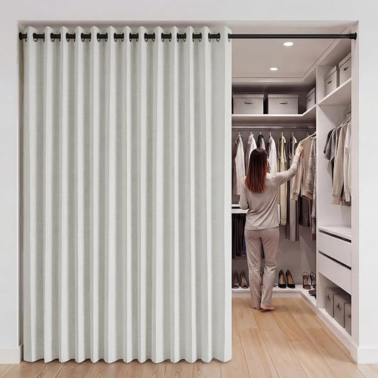 RYB HOME Accordion Style Closet Curtain-100% Blackout Folding Accordion Curtain by RYBHOME