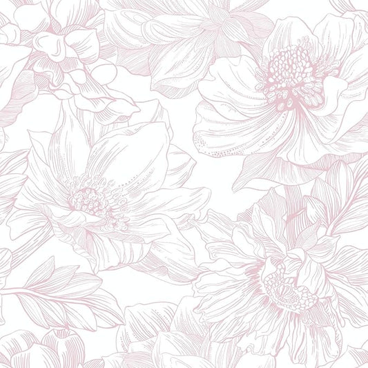 Ismoon Large Floral Peel and Stick Wallpaper Boho White/Pink Contact Paper by Ismoon
