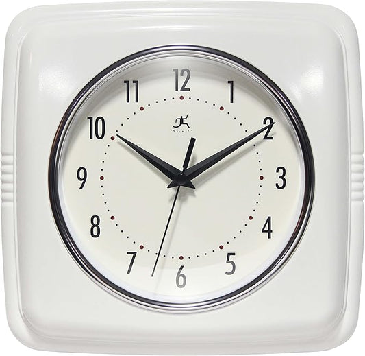 Infinity Instruments Retro – 9-Inch Square Silent Non-Ticking Mid-Century by InfinityInstruments