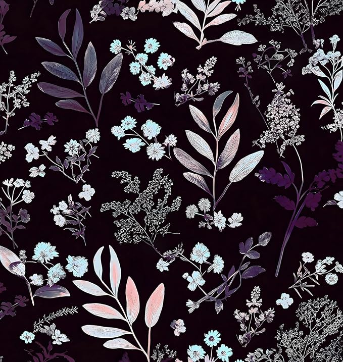 Laatse Vintage Purple Wallpaper Peel and Stick Dark Pink Floral Wallpaper by Laatse