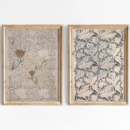 Vintage Botanical Wall Art Prints Set of 2 Antique Sketch Wall Art Decor by Unknown