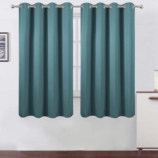 LEMOMO Sea Teal Blackout Curtains 66 x 63 Inch Length/Set of 2 Curtain by Lemomo