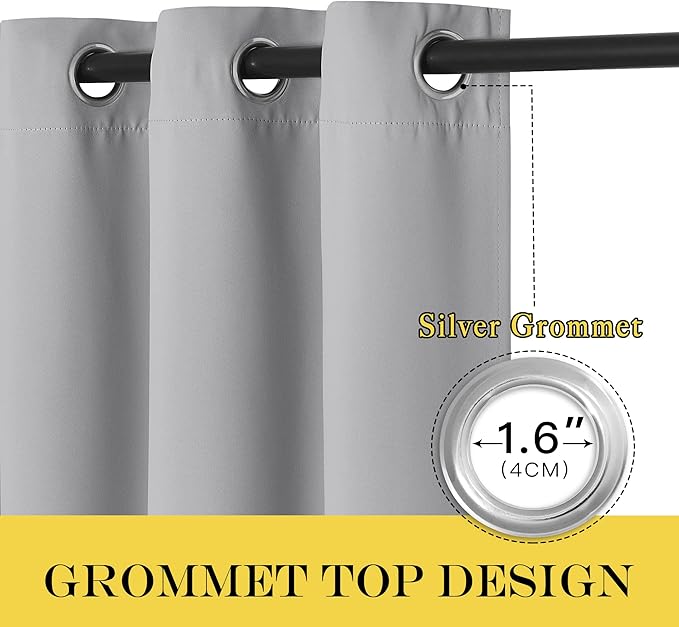 NICETOWN Blackout Sliding Door Curtain 120 inches Long, Grommet Top Thermal Insulated Extra Wide Room Divider Window Treatment for Patio/French Door, W100 x L120, 1 Panel, Silver Grey