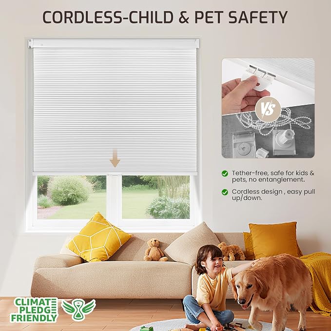 Grandekor No Drill No Tools Cordless Cellular Shades, 36.5" W x 64" H, UV - Image 4