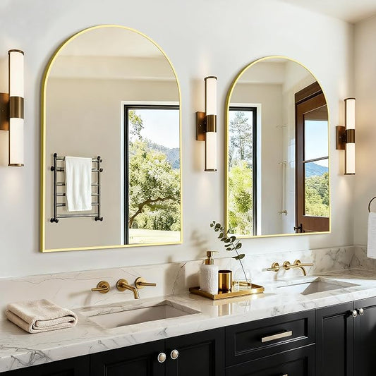 Vanity Bathroom Mirror for Wall, 2 Pack 30"x20" Arched Bathroom Mirror for Over by LawadaMirror