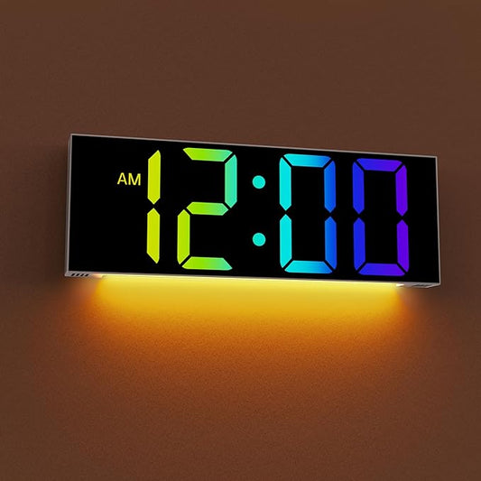 JALL 12'' Large Digital Wall Clock, Big LED Number Dispaly, RGB Colors by JALL