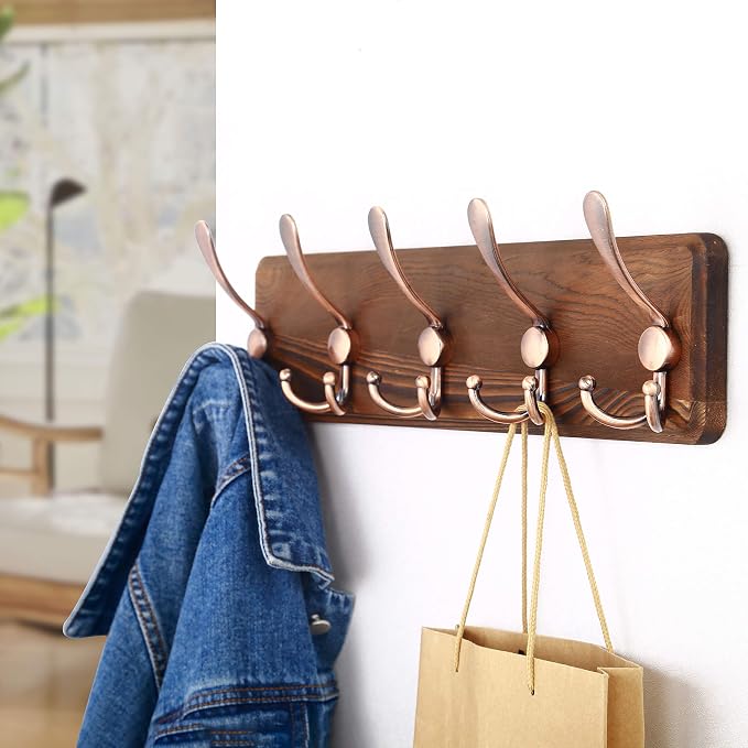 SKOLOO Rustic Pine Wood Wall Coat Rack - Image 2