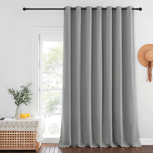 NICETOWN Silver Gray Sliding Door Curtains 108 inches Long by NICETOWN