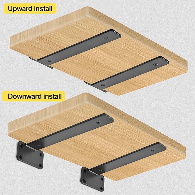 16 Pack - 10 inch Black Hidden L Shelf Bracket Iron Floating Shelf Brackets - Image 6