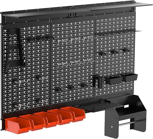 TORACK Metal Pegboard Wall Organizer 4ft Wide, Tool Storage Pegboard System by TORACK