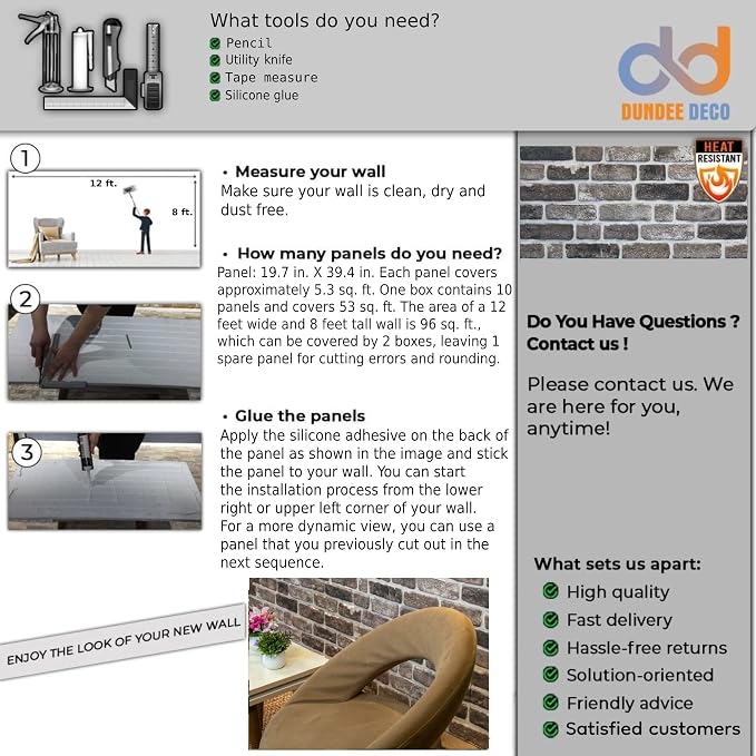 Dundee Deco 3D Wall Panels Faux Brick - Image 8
