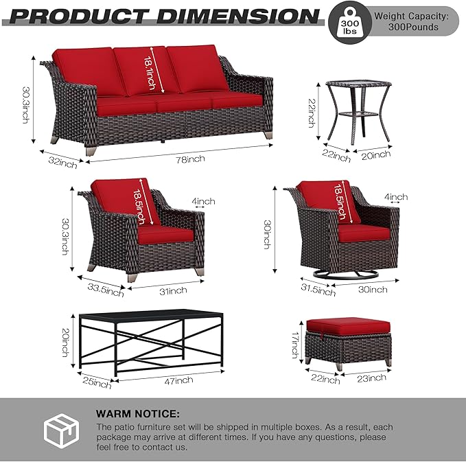 Joyside Swivel Patio Chairs Set of 2, Wicker Patio Furniture with Wide Armrest and Thick Cushions, Upgraded Large Size for Backyard, Garden, Poolside