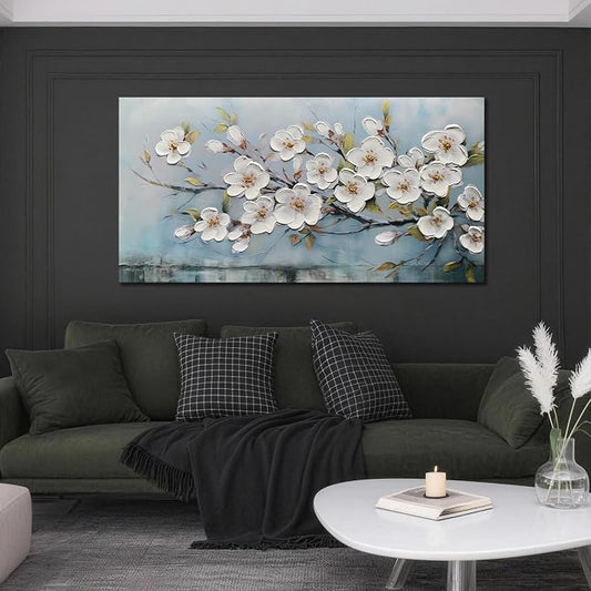 Anolyfi White Textured Flowers Wall Art by Anolyfi
