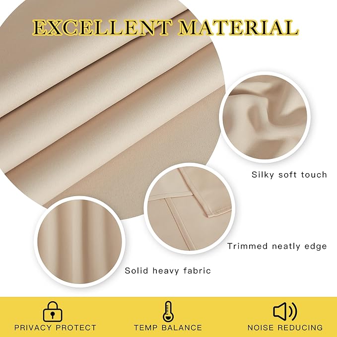 NICETOWN Sliding Door Curtain for Living Room, Grommet Blackout Patio Door Curtain Privacy Thermal Insulated Window Treatment for French, Biscotti Beige, W100 x L144, 1 Panel