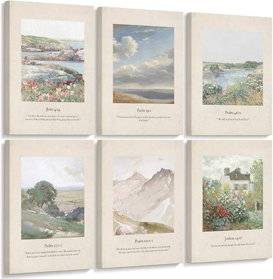 Christian Scripture Wall Art Set of 6 Bible Verse Canvas Wall Decor Psalm 23 by Unknown