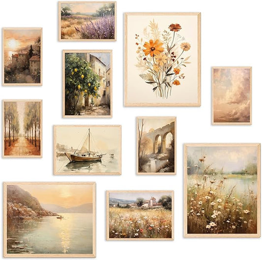 KBKBART 11pcs Vintage Wall Art Prints, Neutral French Country Decor, Vintage by KBKBART