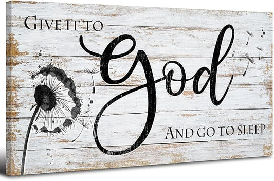 Give it to god and go to sleep Sign Wall Art Christian Bible Verses Wall Decor by HOME