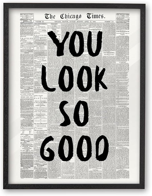 iHery Premium Natural Black OAK Wood 12x16in You Look So Good Trendy by iHery