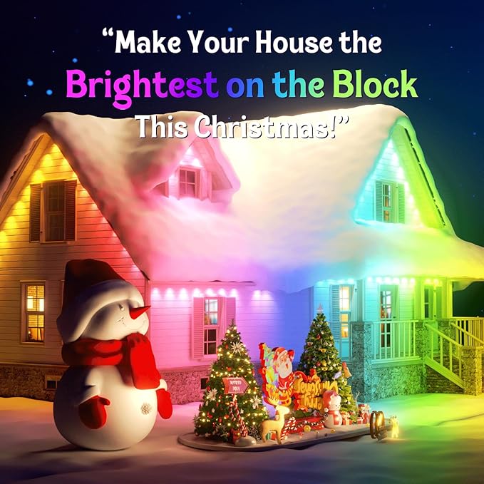 Fitop Permanent Outdoor Lights, 150FT RGB Waterproof LED Lights for House, Smart Outdoor Strip Light with Extendable Design, App/Remote Control, 16 Million Colors, IP67 Rated