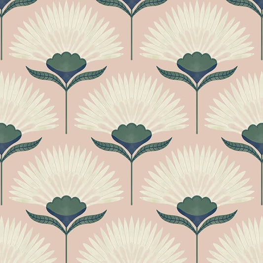 CiCiwind 17.3"×393.7" Wallpaper Peel and Stick Pink Boho Wall Paper Floral by CiCiwind
