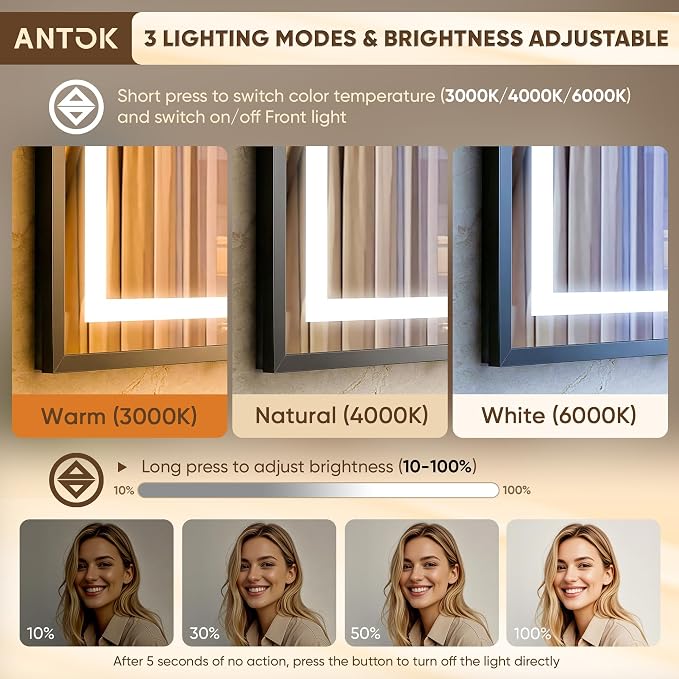 Antok 60X30 LED Bathroom Mirror - Image 6