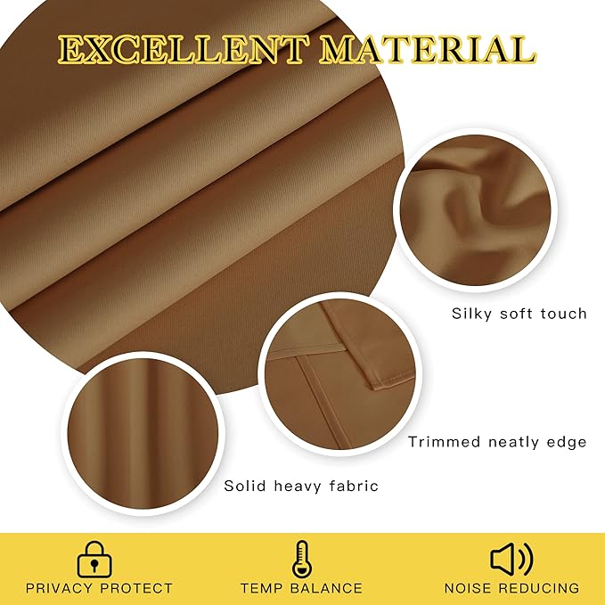 NICETOWN Blackout Doorway Curtain Drape 78 inch Long - Grommet Noise Reducing Thermal Insulated Solid Modern Window Treatments for Bedroom Closet (1 Panel, 52 x 78 Inch, Gold Brown)