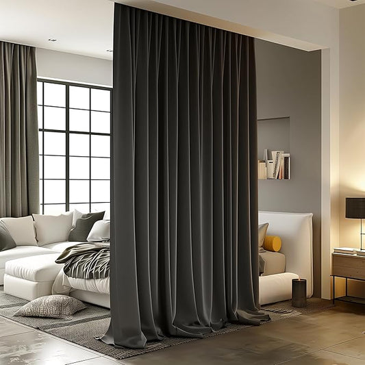 Room Divider Curtains for Ceiling Track Rod, 10 ft Wide x 8 ft Tall, 1 Panel by RoomDarkning