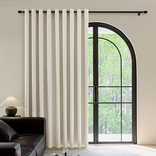 FMFUNCTEX 100% Beige Blackout Patio Sliding Glass Door Curtains 84 inch Length by Fmfunctex