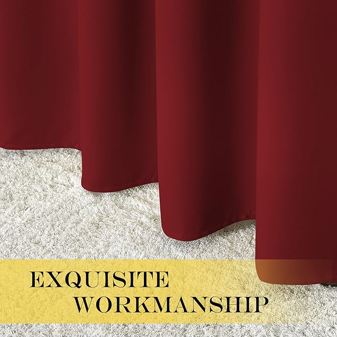 NICETOWN Extra Long Blackout Drape - (52-inch by 108-inch, Burgundy Red, Sold as 1 Panel) Window Treatment Light Blocking Privacy Curtain Panel for Home Decoration