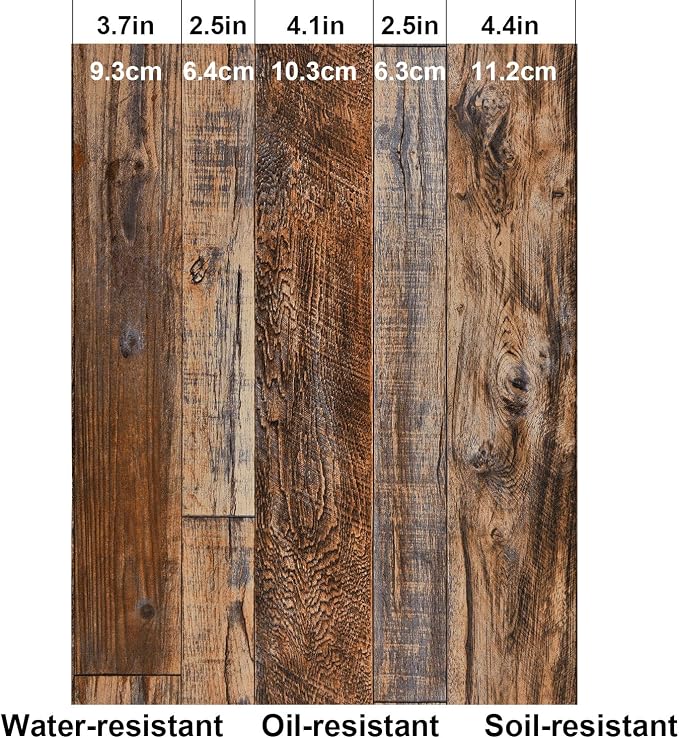 WENMER 17.71" x 472" Brown Wood Wallpaper Peel and Stick Wallpaper Shiplap Self - Image 8