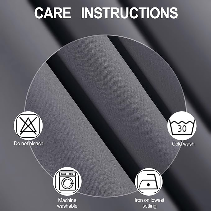 LEMOMO Blackout Curtains 40 x 63 inch/Grey Curtains Set of 2 Panels/Thermal - Image 4