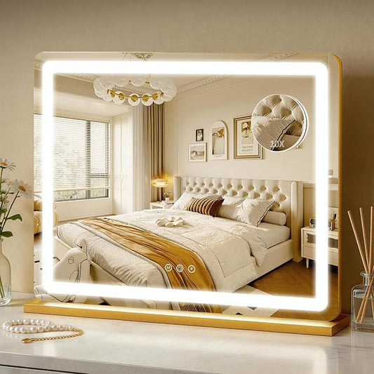ROLOVE 23"x18" Gold Vanity Mirror by ROLOVE