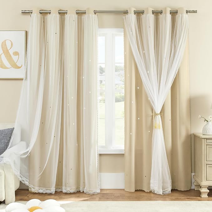 XiDi Curtains for Bedroom Decor Beige52/84/1 by Addsomecolortolife