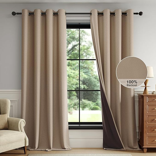 FMFUNCTEX 100% Brown Blackout Curtains by Fmfunctex