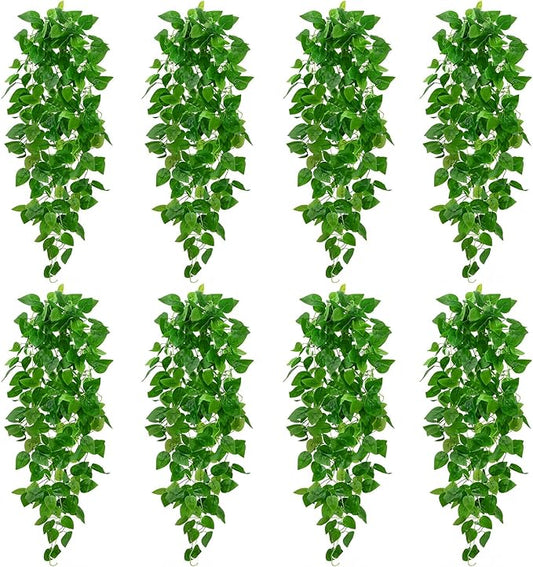 BLEUM CADE 8Pcs Fake Hanging Plants, 9 Branch Artificial Hanging Plant by BLEUMCADE