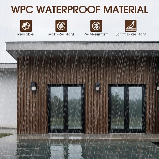 WPC Slat Wall Panels 16 Pack 48" x 6.6", Waterproof Fluted Wall Paneling - Image 3