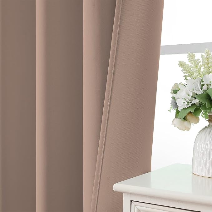CUCRAF Khaki Blackout Curtains 108 inch Length 2 Panels Set, Rod Pocket Room - Image 6