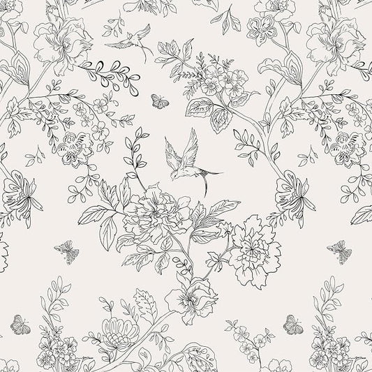 Froluya Black and Cream White Floral Wallpaper Peel and Stick Wallpaper by Froluya