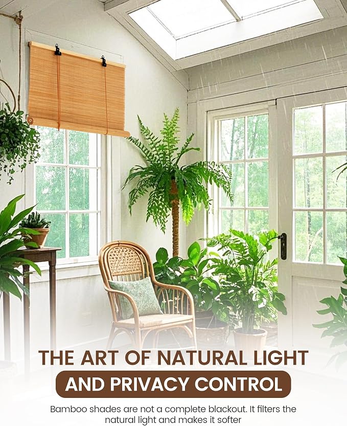 30" Wx64 H Bamboo Blinds Roller Shades - Image 7