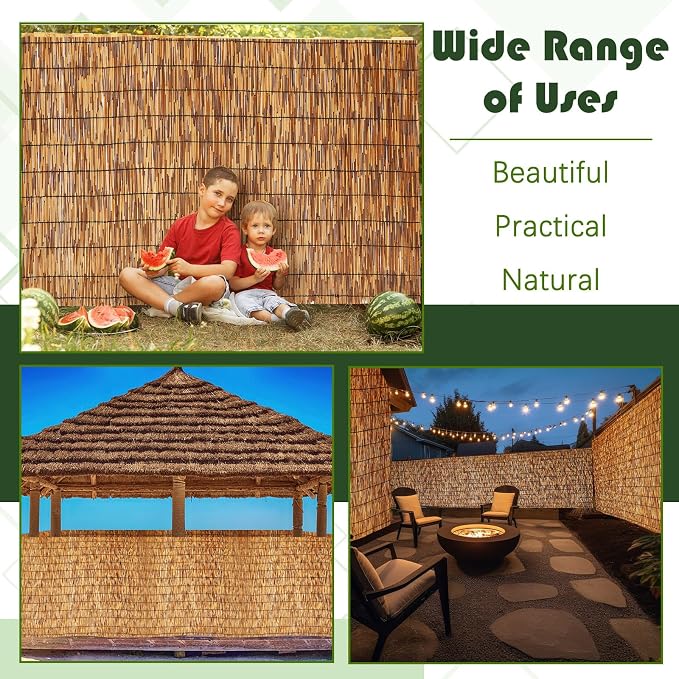 Barydat 2 Pcs 4 x 10 ft Reed Fence Roll, 85% Shade Bamboo Privacy Screen - Image 6