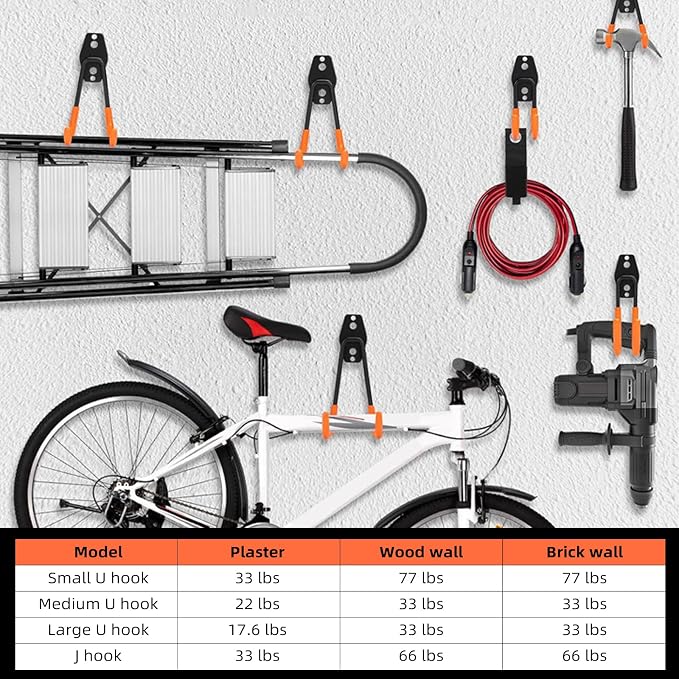 Garage Hooks, 4 Pack 7.7inch Large Square Wall Hooks - Image 2