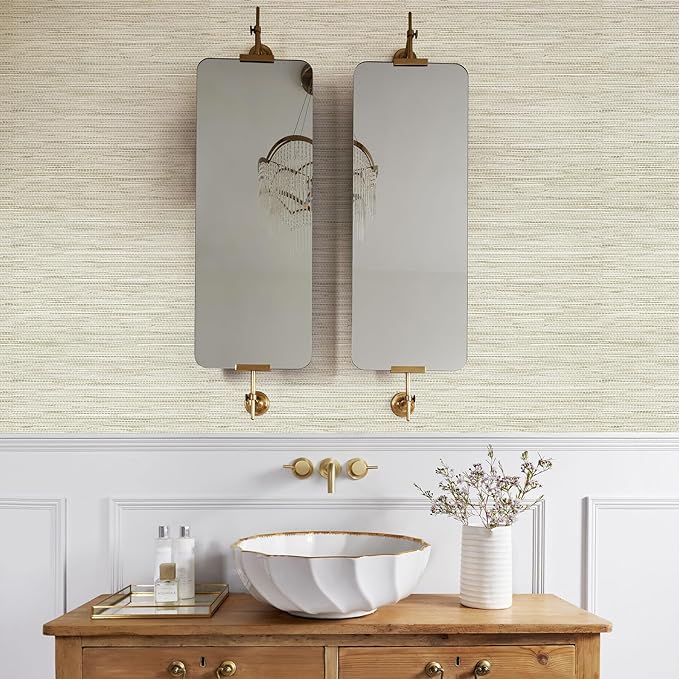 JiffDiff Grasscloth Wallpaper Peel and Stick Cream Grassweave Peel & Stick Wall - Image 6