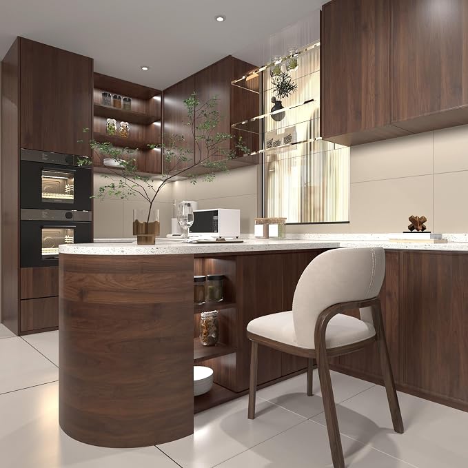BOMENG Large Walnut Wood Contact Paper Matte 16"x591" Dark Brown Wood Wallpaper - Image 3