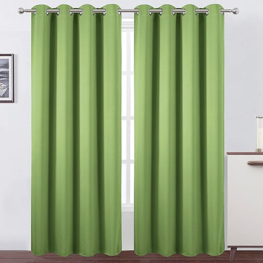 LEMOMO Blackout Curtains 66 x 84 inch/Light Green Curtains Set of 2 by Lemomo
