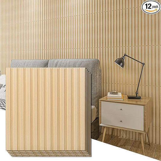 Art3d Slat Wall Panel, 3D Fluted Textured Panel 12-Tile 19.7 x 19.7in. by Art3d