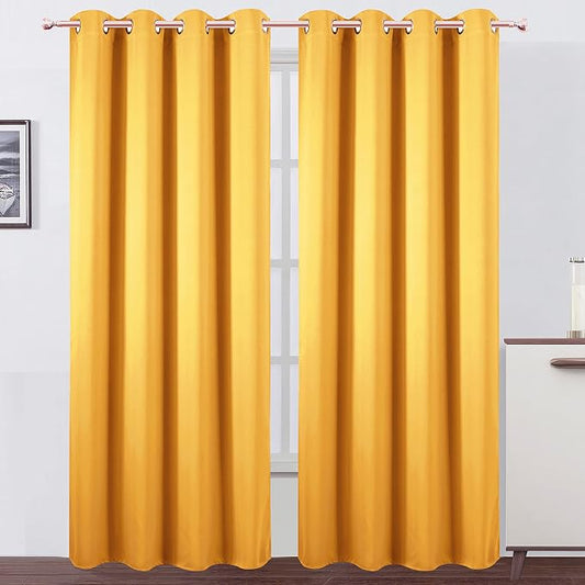 LEMOMO Blackout Curtains 66 x 84 inch/Yellow Curtains Set of 2 Panels/Thermal by Lemomo